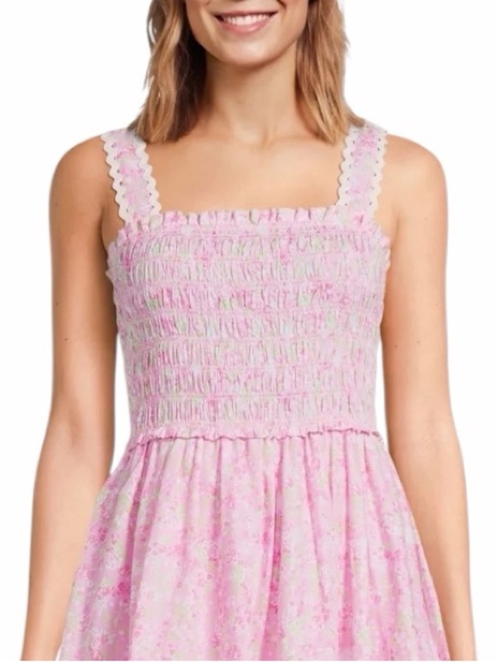 NWOT! Simply Shabby Chic Cotton Pink Floral Smocked Chest Maxi Dress. Size XXL. - Picture 2 of 11